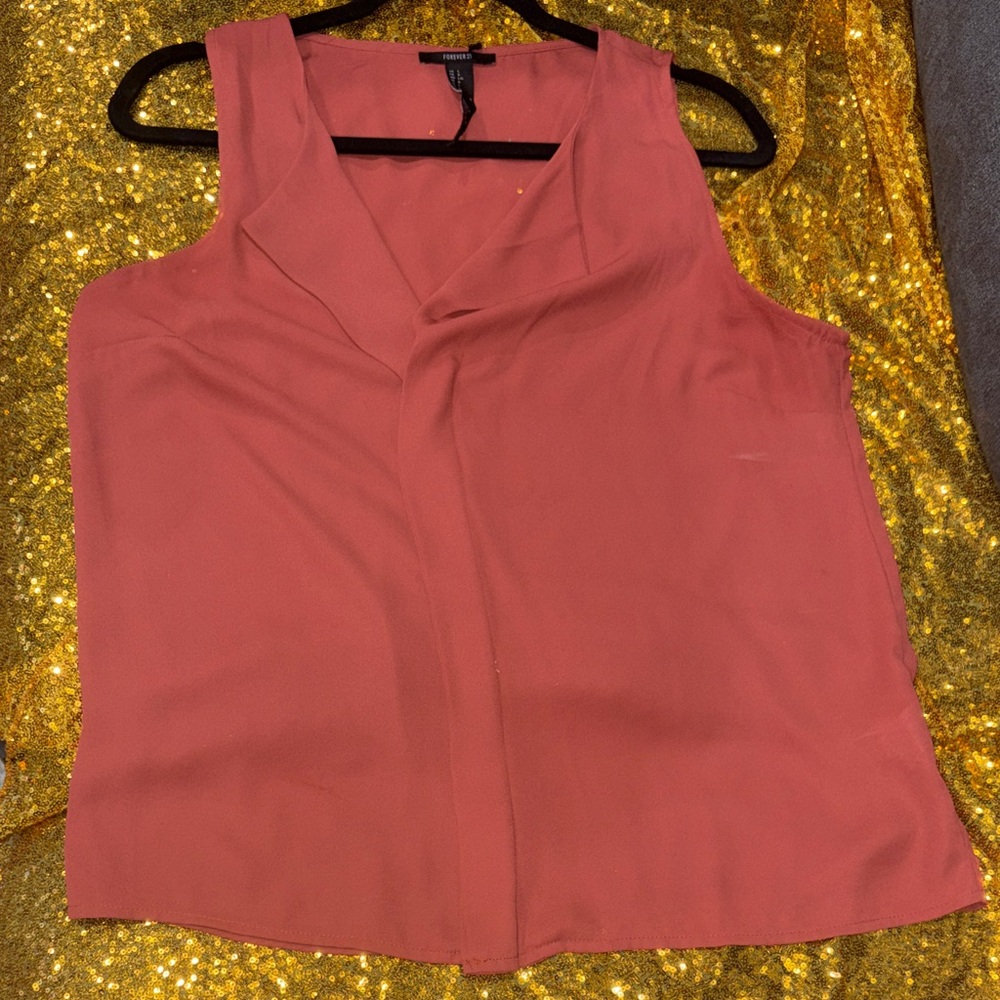 Forever 21 Coral Sleeveless Blouse
